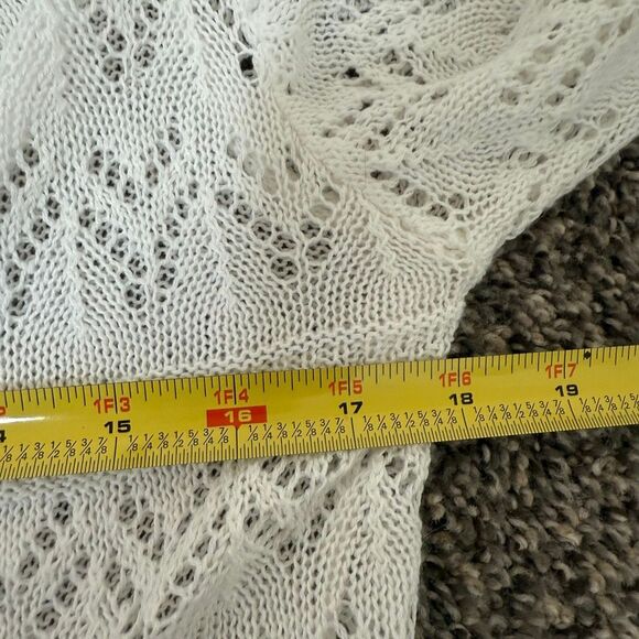Sweet Kizz White Cardigan Front Tie Eyelet Sheer Bell Sleeve Y2K Small - Picture 4 of 5